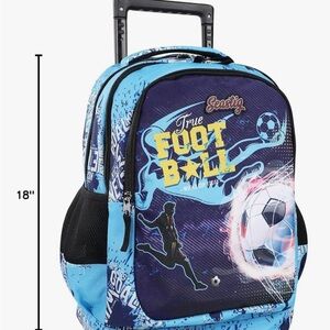 Blue Soccer Rolling Backpack